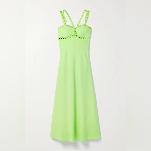 Jonathan Simkhai Sevilla Cady Midi Dress in Lime Green - Size 2 - Picture 4 of 7
